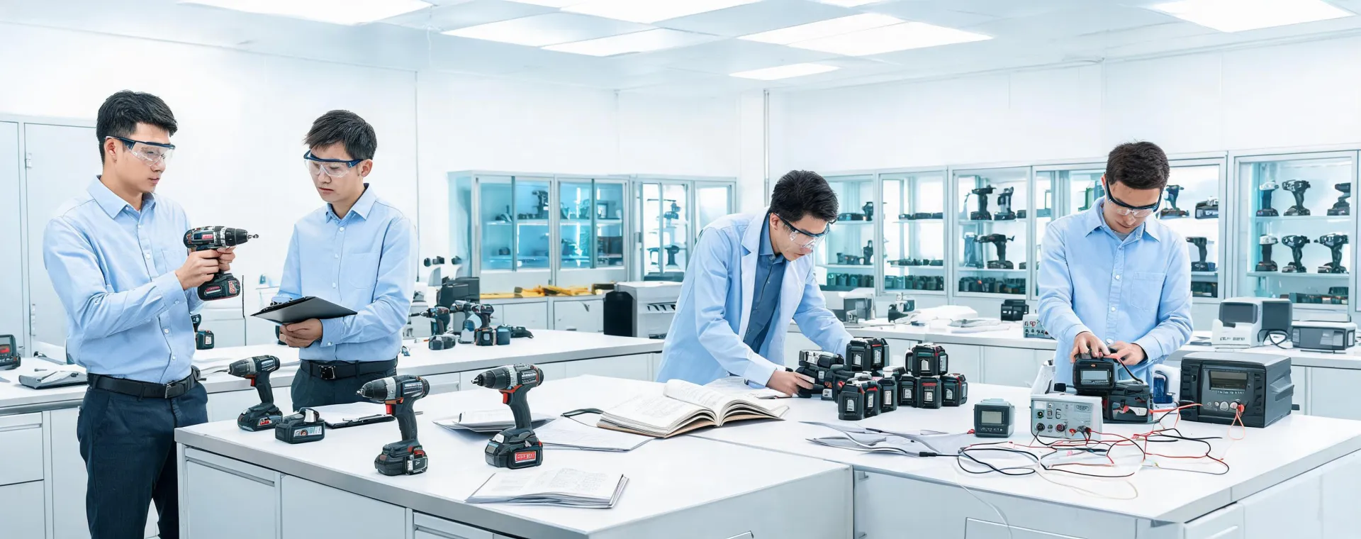 Makita engineering and service team in a tool lab